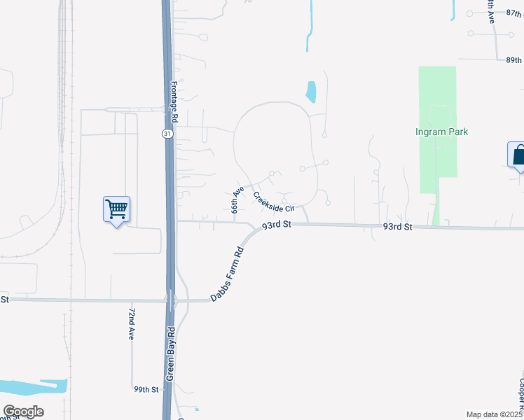 map of restaurants, bars, coffee shops, grocery stores, and more near 9274 Creekside Circle in Pleasant Prairie
