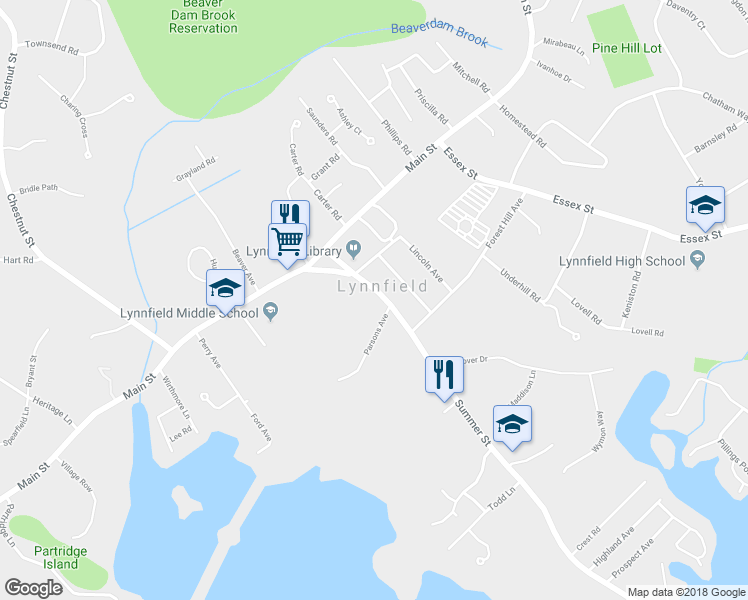 map of restaurants, bars, coffee shops, grocery stores, and more near 59 Summer Street in Lynnfield