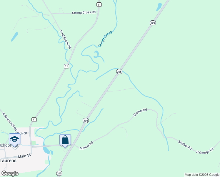 map of restaurants, bars, coffee shops, grocery stores, and more near 1710 Highway 205 in Oneonta