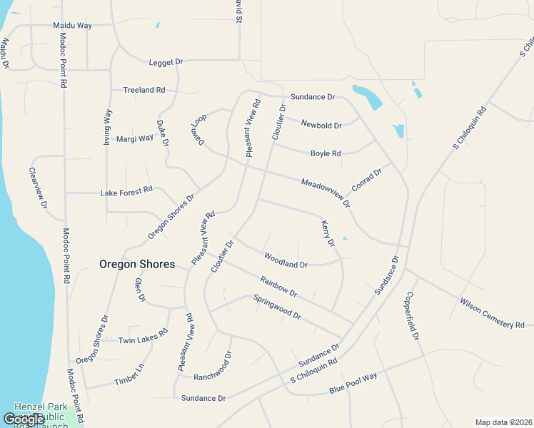 map of restaurants, bars, coffee shops, grocery stores, and more near 34694 Kerry Dr in Chiloquin