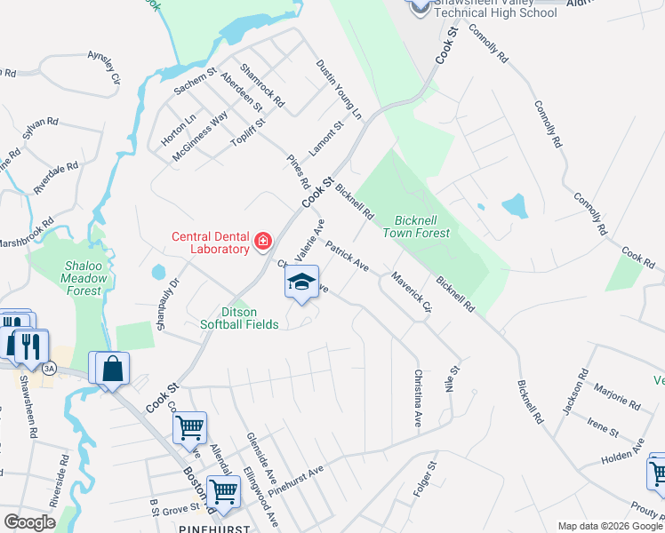 map of restaurants, bars, coffee shops, grocery stores, and more near 2 Catherine Avenue in Billerica