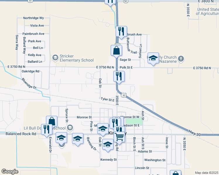 map of restaurants, bars, coffee shops, grocery stores, and more near 203 Taylor Street West in Kimberly