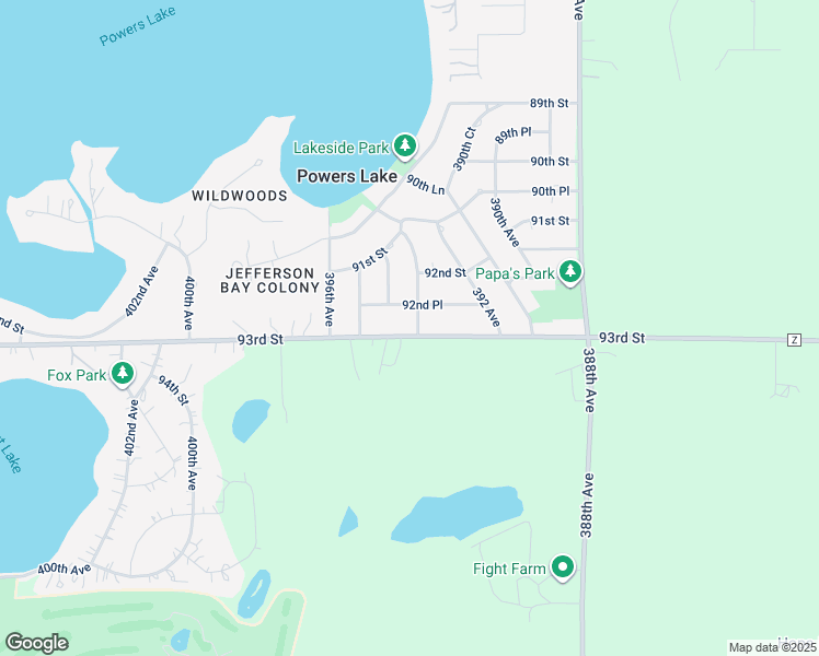 map of restaurants, bars, coffee shops, grocery stores, and more near 39308 93rd Street in Genoa City