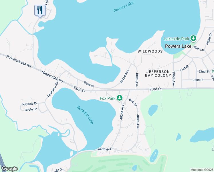 map of restaurants, bars, coffee shops, grocery stores, and more near 40400 92nd Street in Genoa City