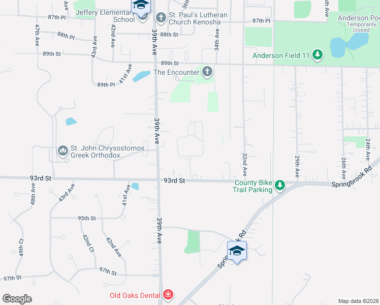 map of restaurants, bars, coffee shops, grocery stores, and more near 9229 39th Avenue in Kenosha