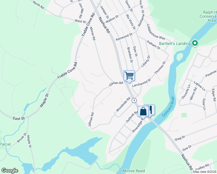 map of restaurants, bars, coffee shops, grocery stores, and more near 17 Gilman Road in Billerica