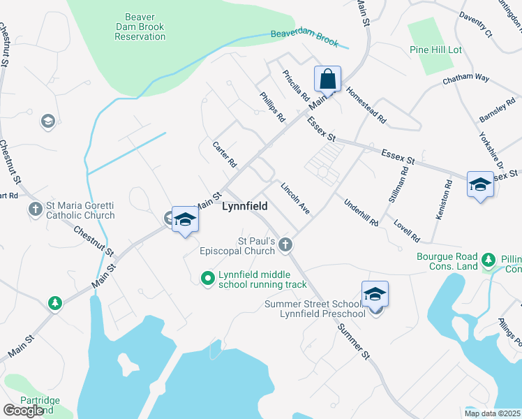 map of restaurants, bars, coffee shops, grocery stores, and more near 52 Summer Street in Lynnfield