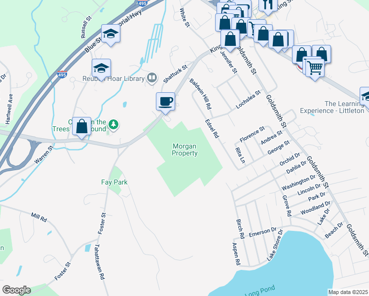 map of restaurants, bars, coffee shops, grocery stores, and more near 333 King Street in Littleton
