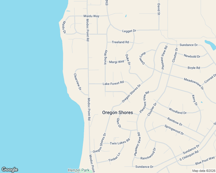 map of restaurants, bars, coffee shops, grocery stores, and more near 3368 Lake Forest Road in Chiloquin