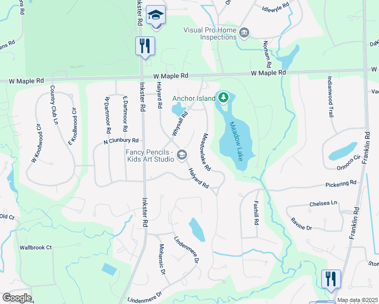 map of restaurants, bars, coffee shops, grocery stores, and more near 6820 Mark Court in Bloomfield Hills