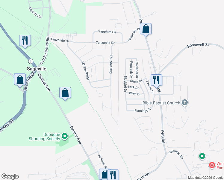map of restaurants, bars, coffee shops, grocery stores, and more near 4105 Mount Alpine Street in Dubuque