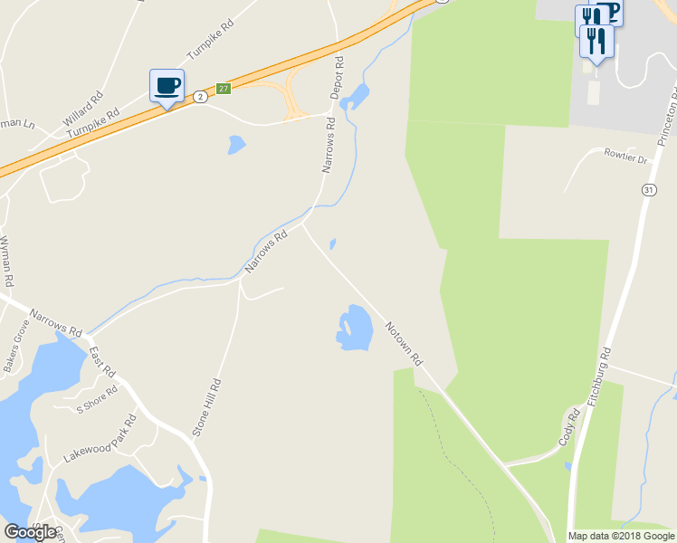 map of restaurants, bars, coffee shops, grocery stores, and more near 5 Notown Road in Westminster