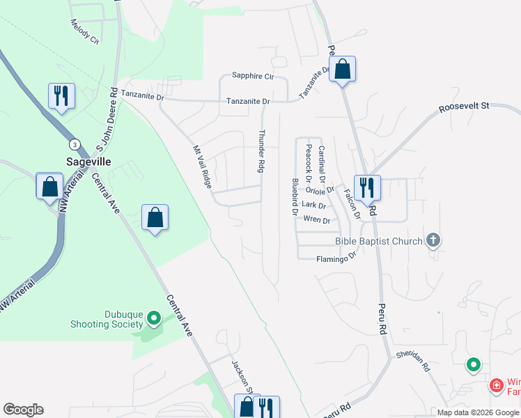 map of restaurants, bars, coffee shops, grocery stores, and more near 4105 Mount Alpine Street in Dubuque