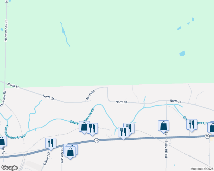 map of restaurants, bars, coffee shops, grocery stores, and more near 543 North Street in Arcade