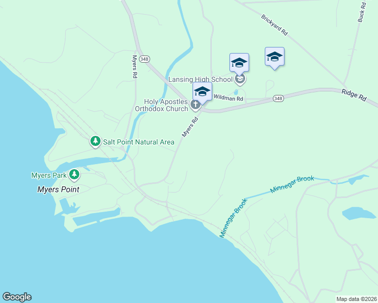 map of restaurants, bars, coffee shops, grocery stores, and more near 35 Myers Road in Lansing