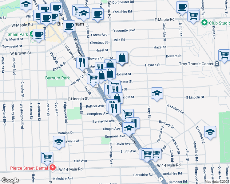map of restaurants, bars, coffee shops, grocery stores, and more near 1137 Cole Street in Birmingham