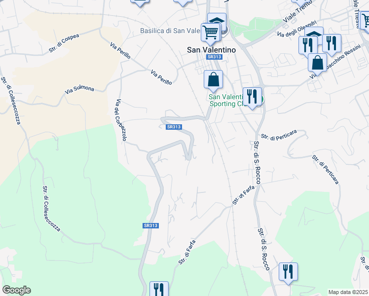 map of restaurants, bars, coffee shops, grocery stores, and more near in Terni