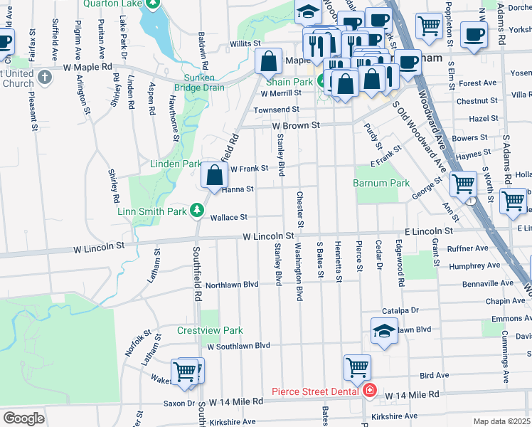 map of restaurants, bars, coffee shops, grocery stores, and more near 564 Wallace St in Birmingham