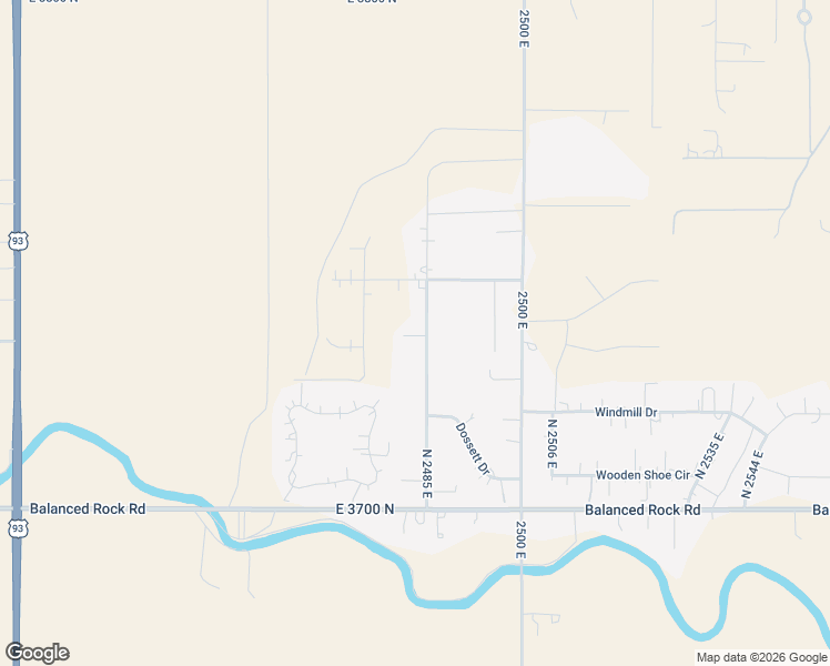 map of restaurants, bars, coffee shops, grocery stores, and more near 3735 North 2481 East in Twin Falls