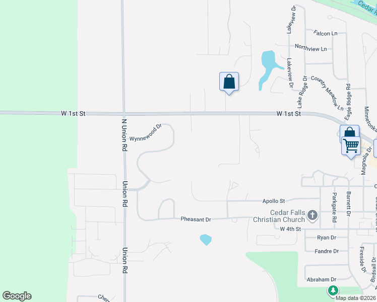 map of restaurants, bars, coffee shops, grocery stores, and more near 3700-3942 Wynnewood Dr in Cedar Falls