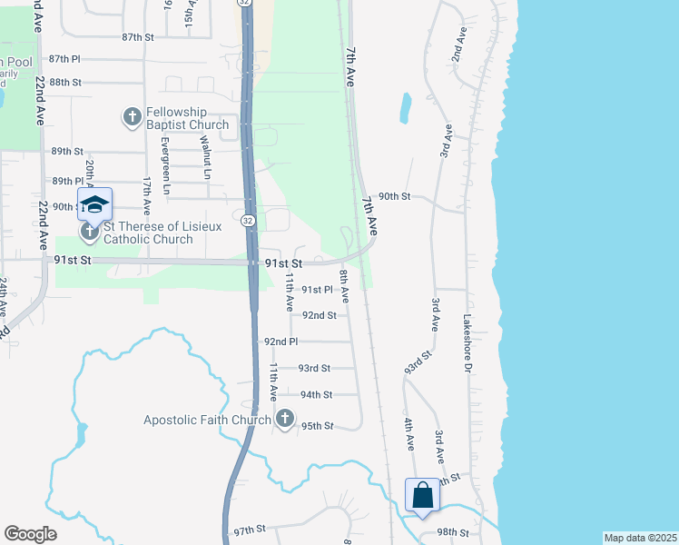 map of restaurants, bars, coffee shops, grocery stores, and more near 9112 8th Ave in Pleasant Prairie