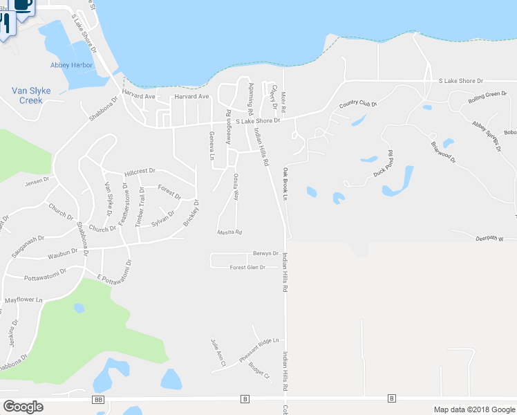 map of restaurants, bars, coffee shops, grocery stores, and more near 808 Indian Hills Road in Fontana-on-Geneva Lake