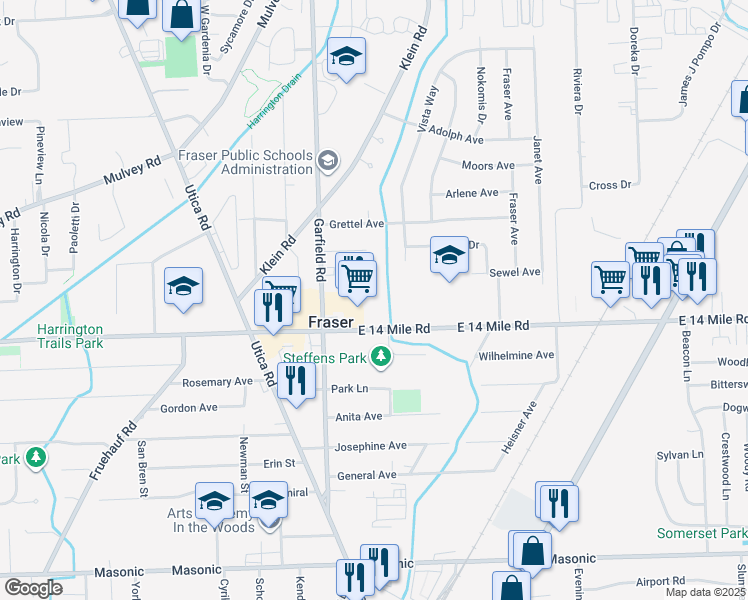 map of restaurants, bars, coffee shops, grocery stores, and more near 33035 Kennedy Drive North in Fraser