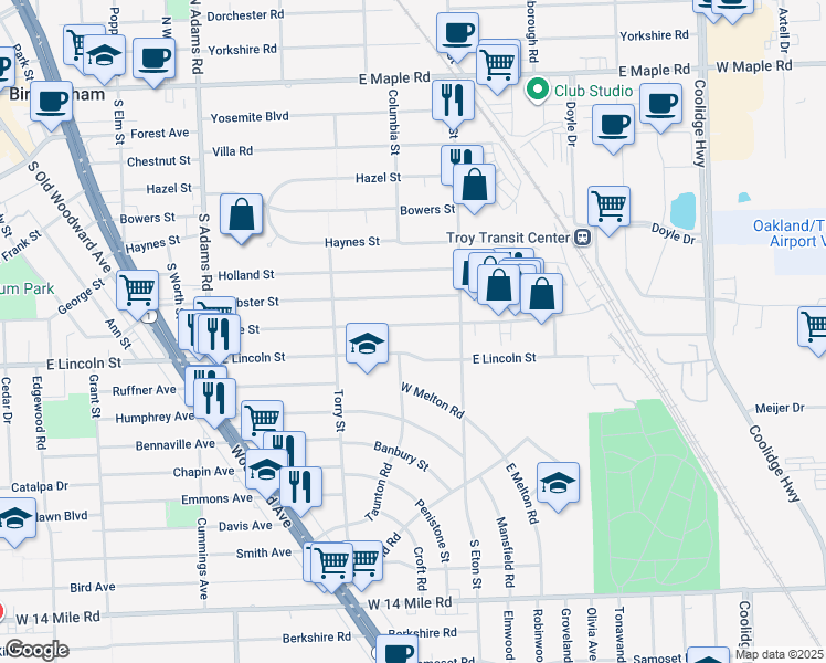 map of restaurants, bars, coffee shops, grocery stores, and more near 1844 Cole Street in Birmingham
