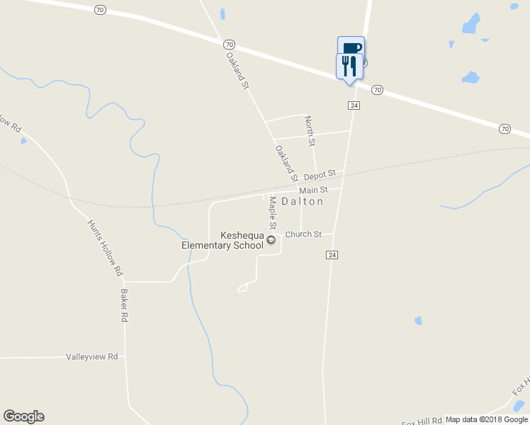 map of restaurants, bars, coffee shops, grocery stores, and more near 10054 Maple St in Dalton