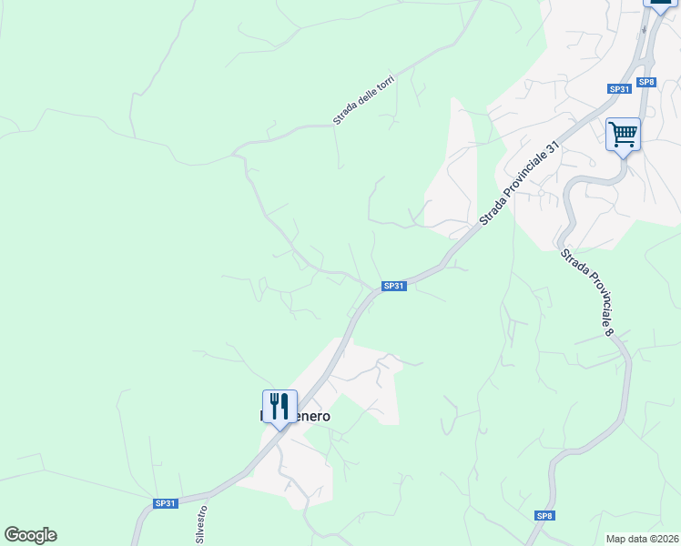 map of restaurants, bars, coffee shops, grocery stores, and more near 3 Strada di Campo Sardella in Provincia di Terni