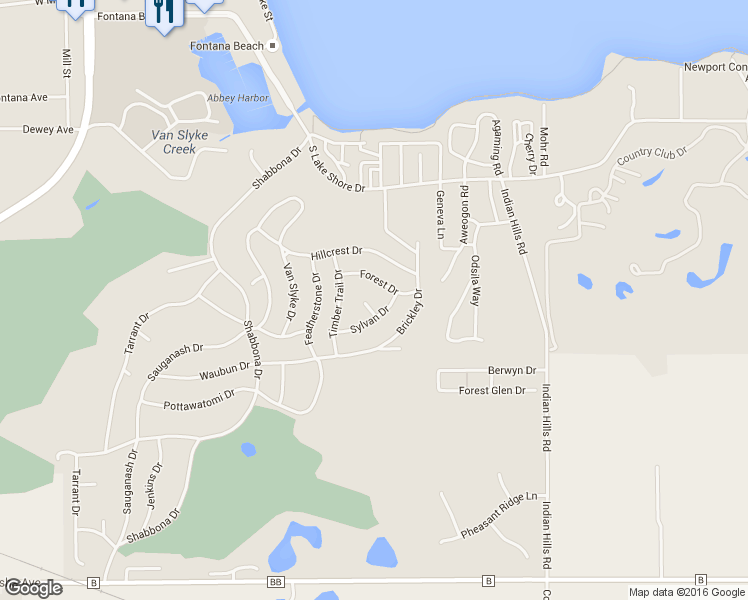 map of restaurants, bars, coffee shops, grocery stores, and more near 853 Trails End Dr in Fontana-on-Geneva Lake