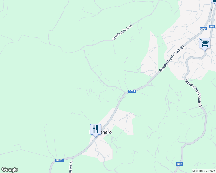 map of restaurants, bars, coffee shops, grocery stores, and more near 3 Strada di Campo Sardella in Provincia di Terni