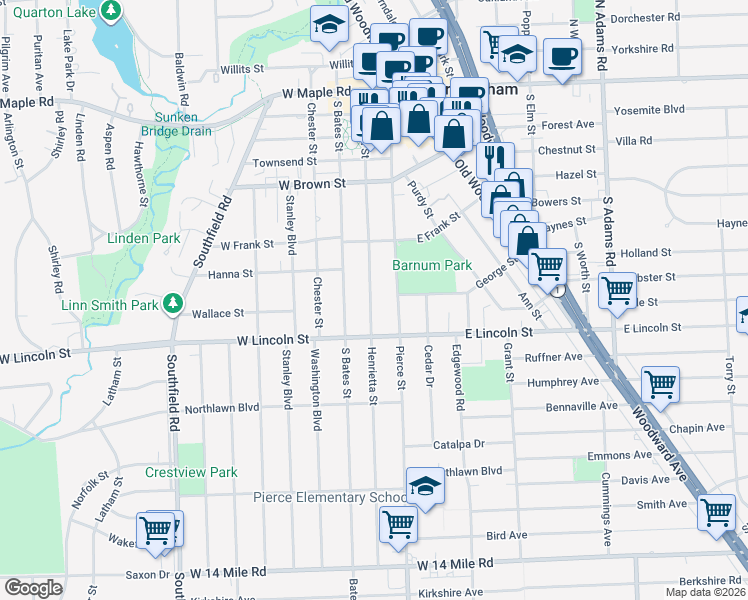 map of restaurants, bars, coffee shops, grocery stores, and more near 911 Henrietta Street in Birmingham
