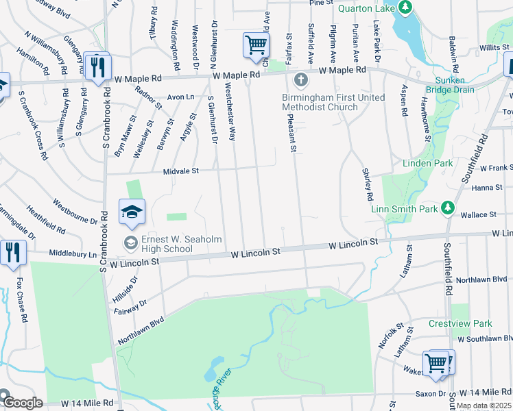 map of restaurants, bars, coffee shops, grocery stores, and more near 840 Larchlea Drive in Birmingham