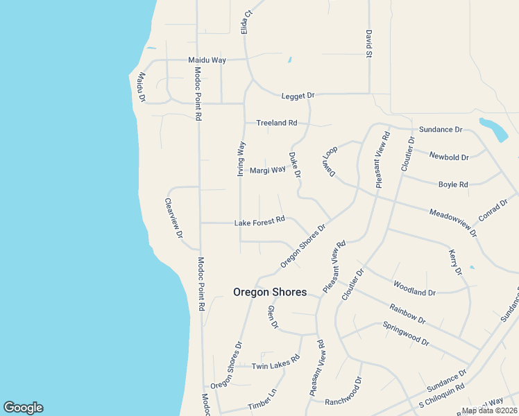 map of restaurants, bars, coffee shops, grocery stores, and more near 34821 Sunset Place in Chiloquin