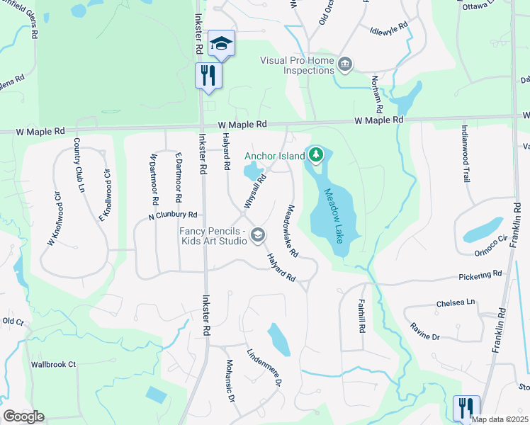 map of restaurants, bars, coffee shops, grocery stores, and more near 6820 Mark Court in Bloomfield Hills