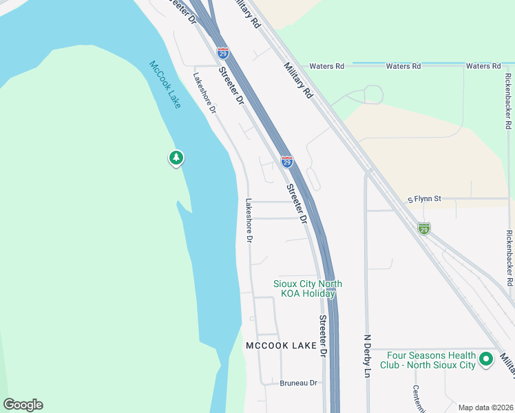 map of restaurants, bars, coffee shops, grocery stores, and more near 10-20 Alcoma Drive in North Sioux City