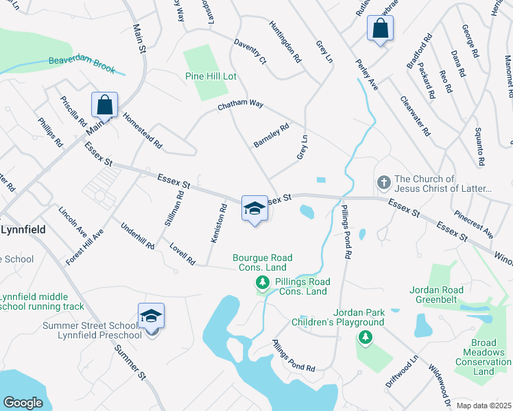 map of restaurants, bars, coffee shops, grocery stores, and more near 275 Essex Street in Lynnfield