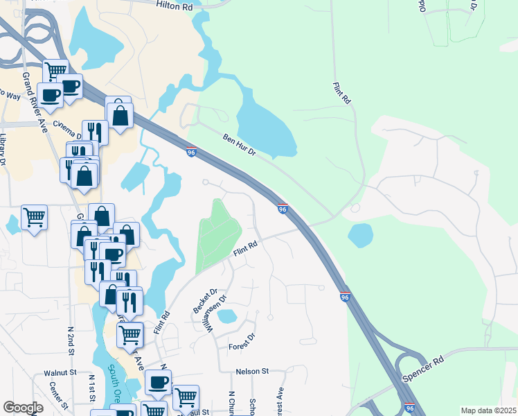 map of restaurants, bars, coffee shops, grocery stores, and more near 4241 Deeside Drive in Brighton