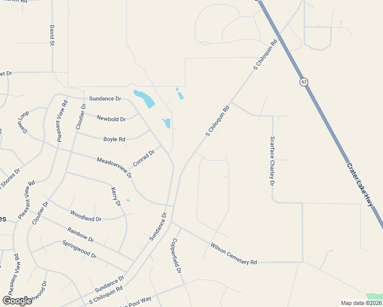 map of restaurants, bars, coffee shops, grocery stores, and more near 34860 South Chiloquin Road in Chiloquin