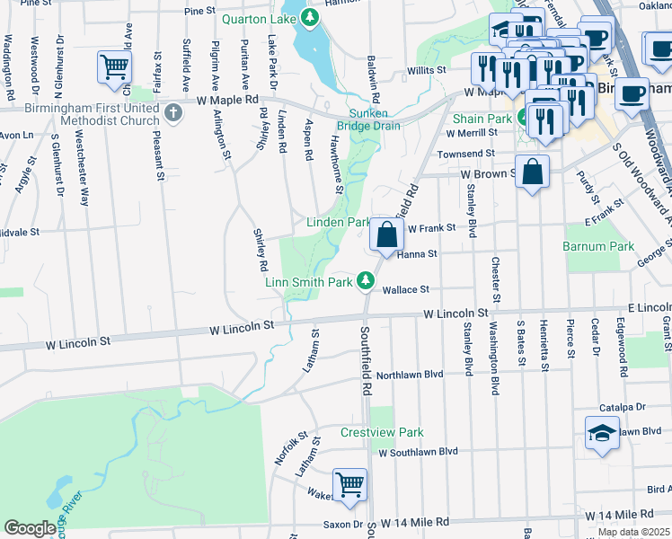 map of restaurants, bars, coffee shops, grocery stores, and more near 1040 Gordon Lane in Birmingham