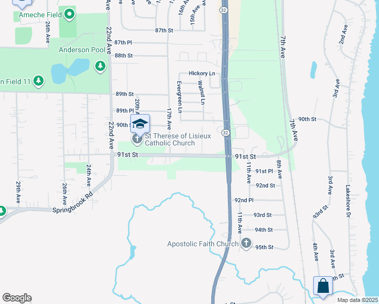 map of restaurants, bars, coffee shops, grocery stores, and more near 9047 16th Avenue in Kenosha