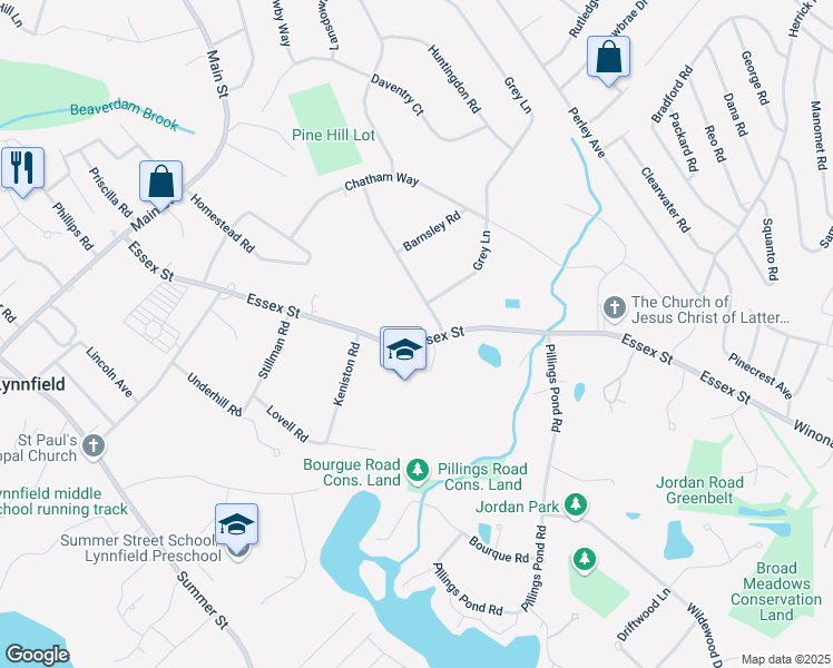 map of restaurants, bars, coffee shops, grocery stores, and more near 240 Essex Street in Lynnfield