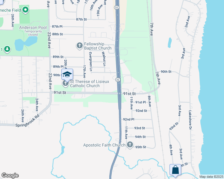 map of restaurants, bars, coffee shops, grocery stores, and more near 9047 15th Avenue in Kenosha