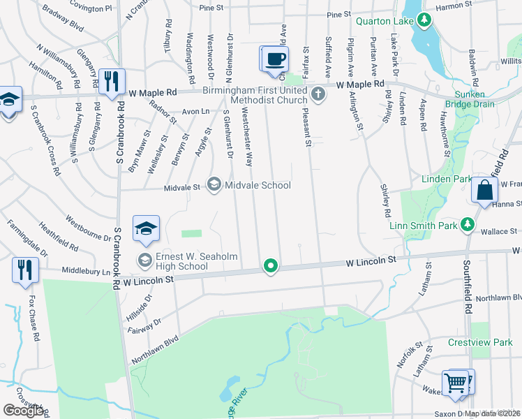map of restaurants, bars, coffee shops, grocery stores, and more near 840 Larchlea Drive in Birmingham