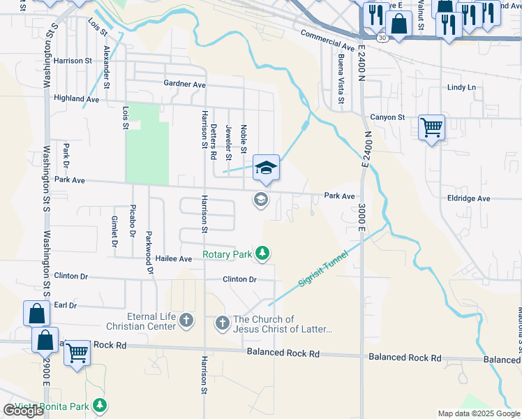 map of restaurants, bars, coffee shops, grocery stores, and more near 660 Park Avenue in Twin Falls