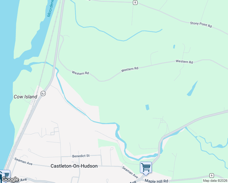 map of restaurants, bars, coffee shops, grocery stores, and more near 797 Western Road in Castleton-on-Hudson