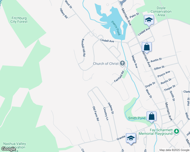 map of restaurants, bars, coffee shops, grocery stores, and more near 49 Royal Oaks Way in Leominster