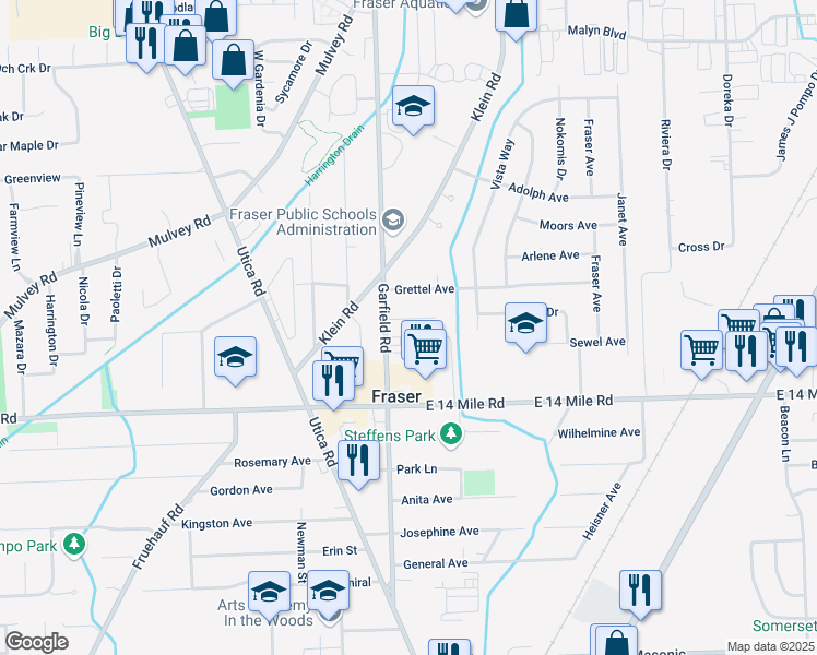 map of restaurants, bars, coffee shops, grocery stores, and more near 16876 Hans Court in Fraser
