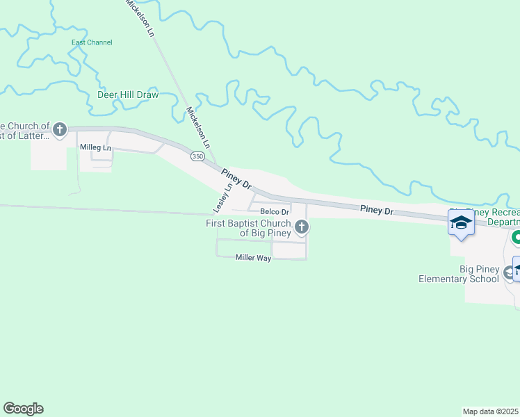 map of restaurants, bars, coffee shops, grocery stores, and more near 1540 Belco Drive in Big Piney